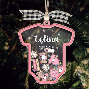 Personalized Baby‘s First Christmas Ornament, 4D Shake Babies Ornament, Baby Christmas Shaker Ornament,New Baby Ornament,Custom Newborn Gift