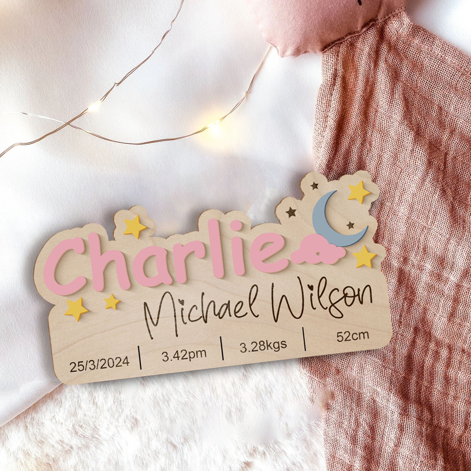 Baby Birth Announcement Sign, Wooden Baby Name Sign, Baby Stat Door Sign, Newborn Photo Prop, Baby Plaque, Hello World Baby Sign, Cute Gift