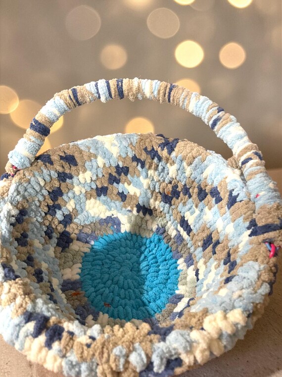 Handmade Crochet Blanket Yarn Basket