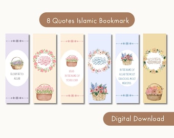Islamitische bloemenbladwijzers, set van 8, Ramadan Eid-cadeaus (digitale download)