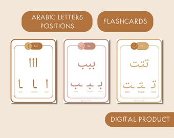 Arabic Alphabet Flashcards, Letter Positions, Islamic Education (Digital Download)