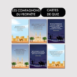 Islamic Printable Trivia Games, Companion of Prophet Flashcards, Muslim Homeschool Educational, les prophètes en Islam, affiche islamique