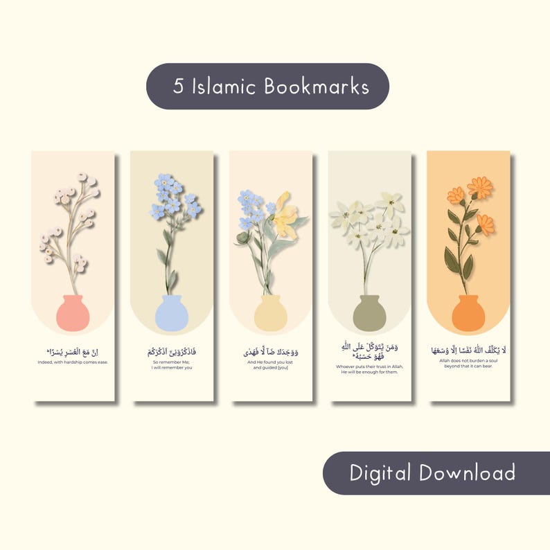 Quranic Gift Islamic Bookmark, Islamic Calligraphie Bookmark for Gifts, Quranic Verse Reading List, Quran Journaling Ramadan Bookmark Bundle