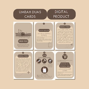 Umrah Dua Cards, Hajj Umrah Gifts for Muslim, Umrah Guide Islamic Flashcards, Umrah Mubarak Gift, Islamic Resources Mecca Printable Duas