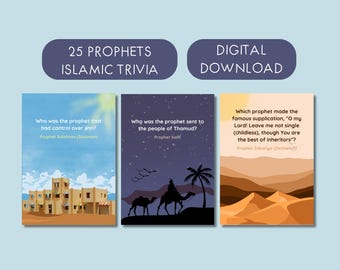 Tarjetas didácticas sobre los profetas islámicos, educación para niños musulmanes (descarga digital)