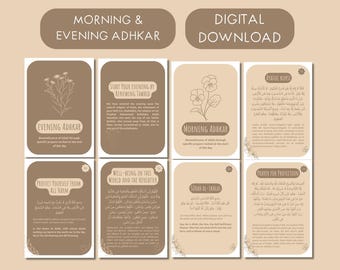 Islamitische ochtendavond Adhkar-flashcards, dagelijkse dua-afdruk (digitale download)