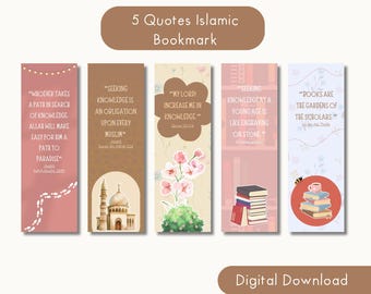 Bladwijzerset islamitische citaten, leeslijst moslim (digitale download)