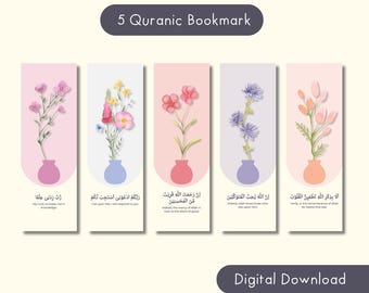 Bloemen bladwijzers koranvers, islamitisch cadeau, Eid, Ramadan (digitale download)