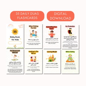 Islamic Printable Dua Flashcards, Prayer Cards Daily Duas for Kids, Ramadan Dua Islamic Kid Print, Quranic Dua Books, Islamic Supplication