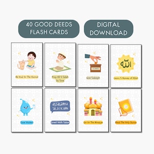 Tarjetas imprimibles de buenas acciones para el Ramadán, actividades para niños para el Ramadán, impresiones islámicas para niños, tarjetas islámicas para imprimir para musulmanes, tarjetas de regalo para el Ramadán