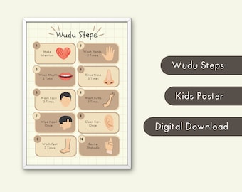 Wudu Steps-poster voor kinderen, islamitisch onderwijs (digitale download)