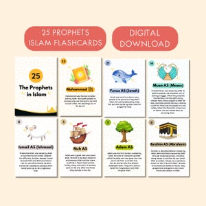 Islamische Hellseher Flashcards, Islamische druckbare digitale Download, Muslimische Homeschooling Karten, 25 Hellseher Islam, Koranbildung lernen