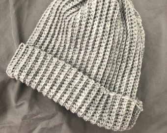 Grey handmade crochet beanie