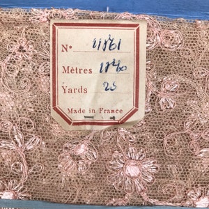 Antique French Cotton & Silk Needlerun Tulle Trim, Rose Coloured Lace Trim, Antique Lace, Circa 1880-1900 zdjęcie 2