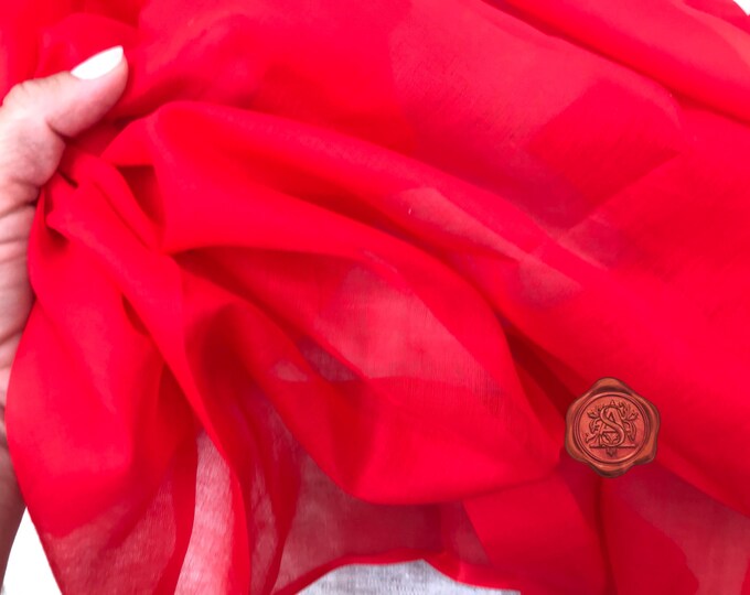 Cotton Organdy Fabric Remnant, Cherry Red Fabric, 100% Cotton, Sheer ...