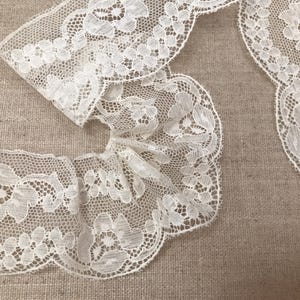 Renda de algodão inglês antigo, branca, renda antiga, renda floral, 5 cm de largura, feito na Inglaterra, por volta de 1910