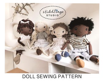 Stoffpuppe Schnittmuster: Einfache DIY Puppe mit Outfit Tutorials (PDF Download)
