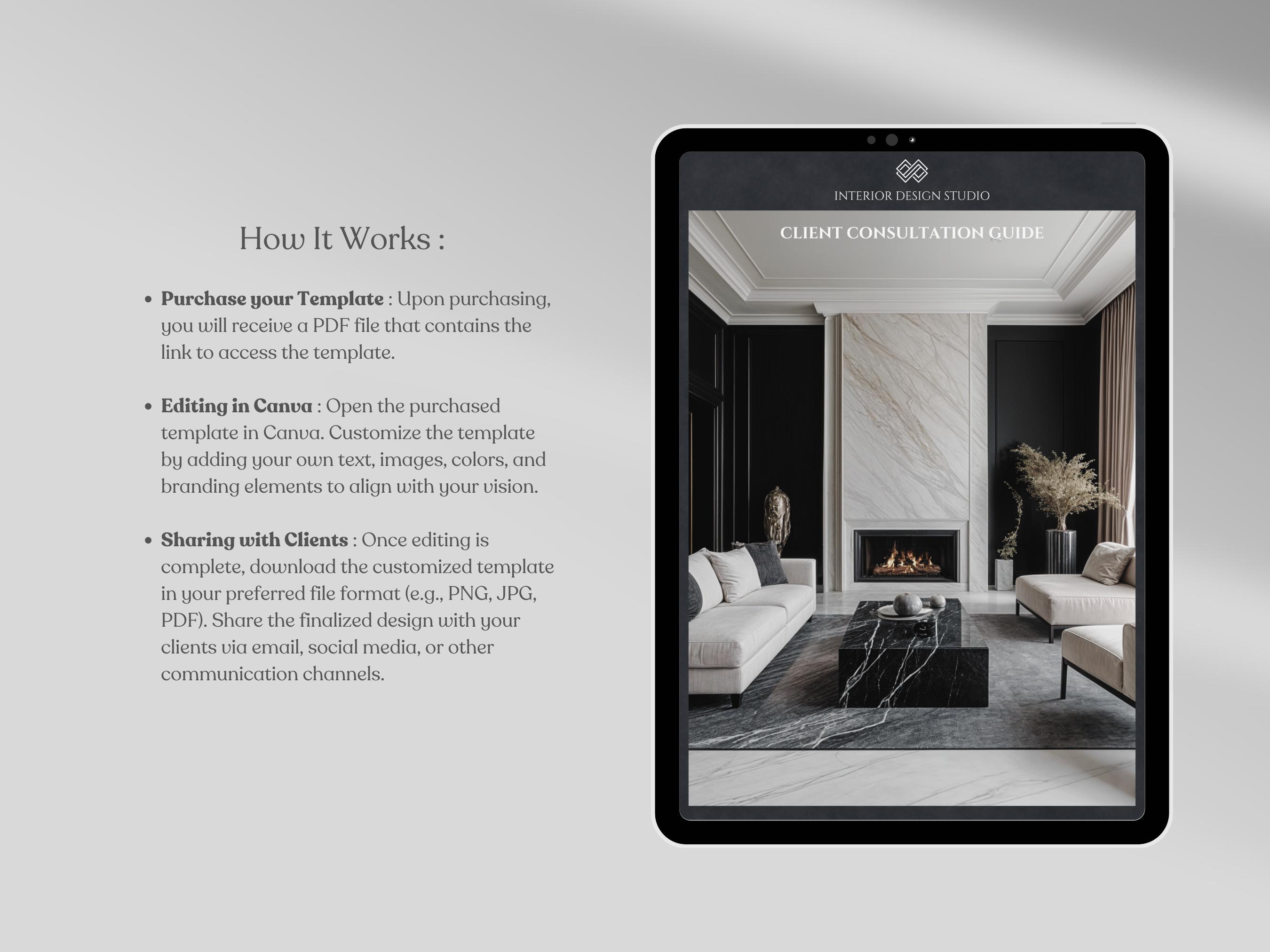 Modern Black Interior Design Client Consultation Guide Template Client ...
