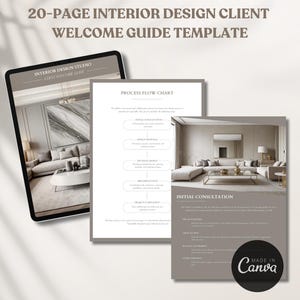 Interior Design Client Welcome Guide Template, Interior Design Studio Welcome Package, Client Onboarding, Beige Modern Design Welcome Guide