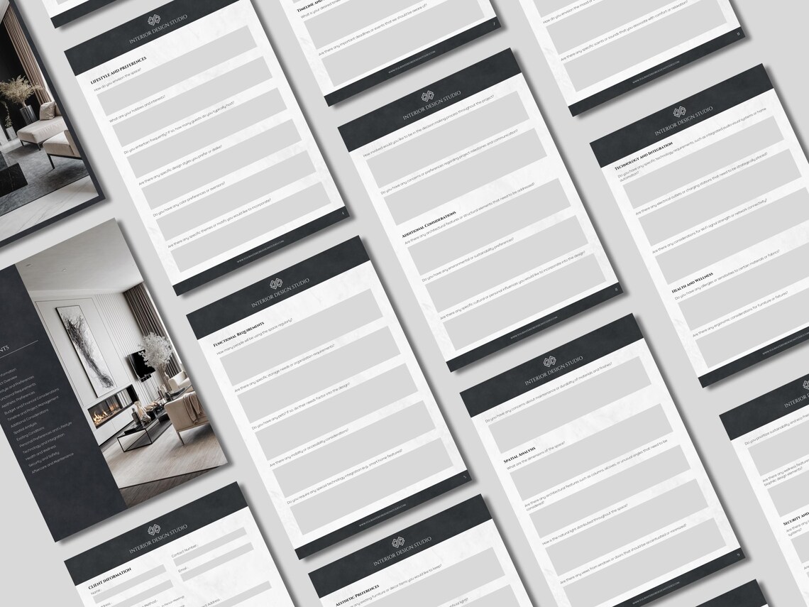 Modern Black Interior Design Client Consultation Guide Template Client ...