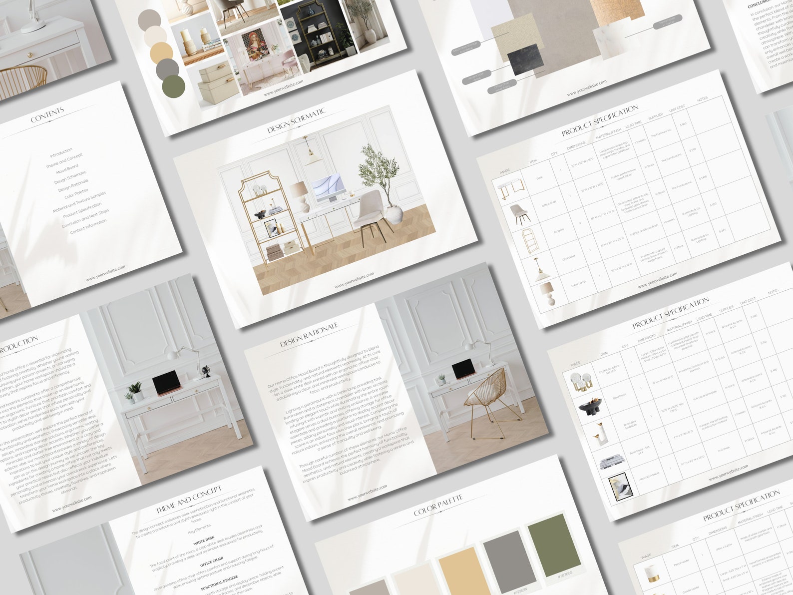 Interior Design Client Presentation Mood Board Template, Home Office ...