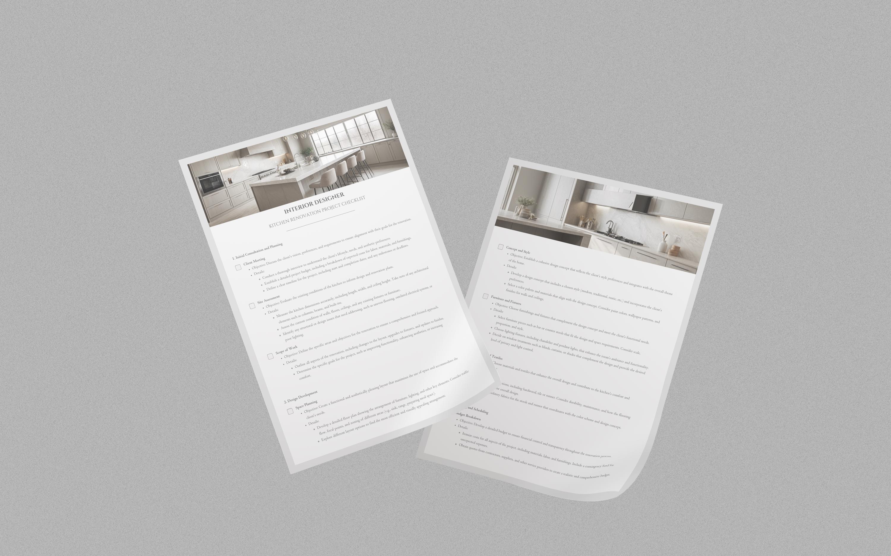 Interior Designer Checklist Kitchen Renovation Project Template ...