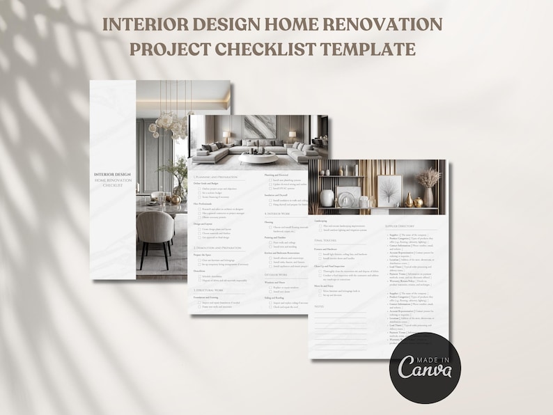Interior Design Home Renovation Checklist Template Home Project ...