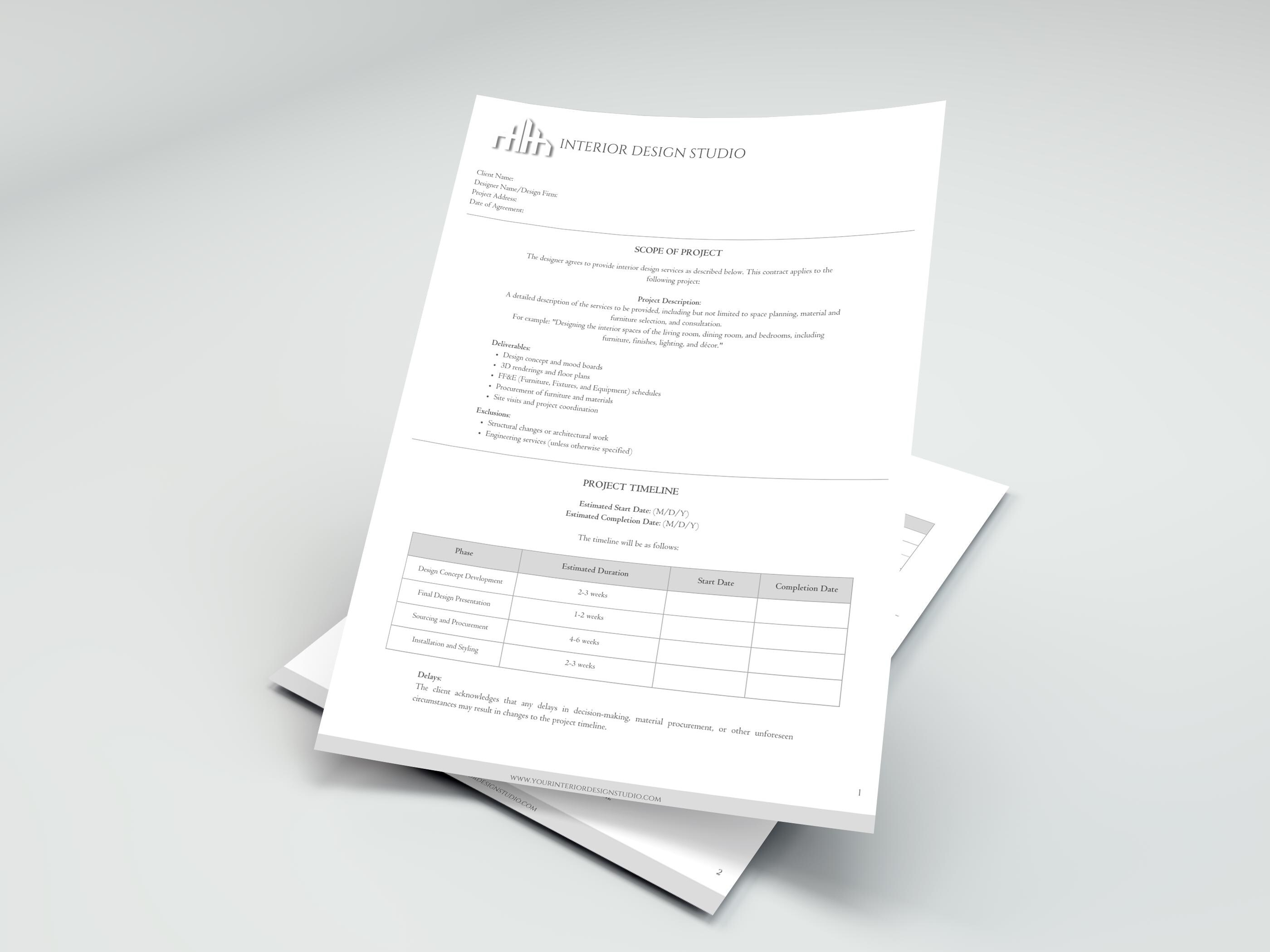 Minimalist Interior Design Client Contract Template, Client Onboarding ...