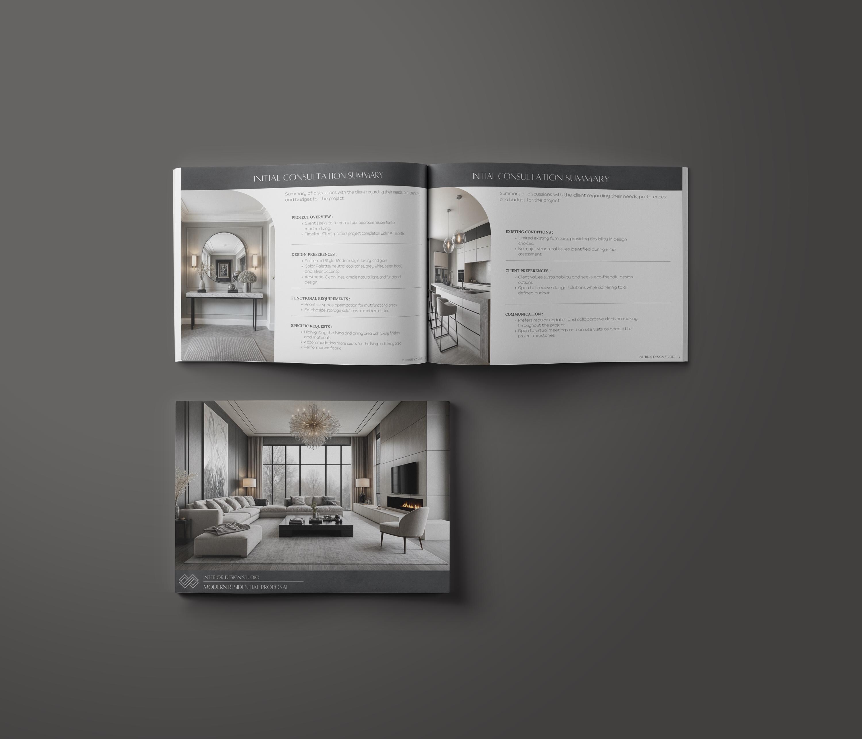 Minimalist Black Interior Design Project Proposal Template Design ...
