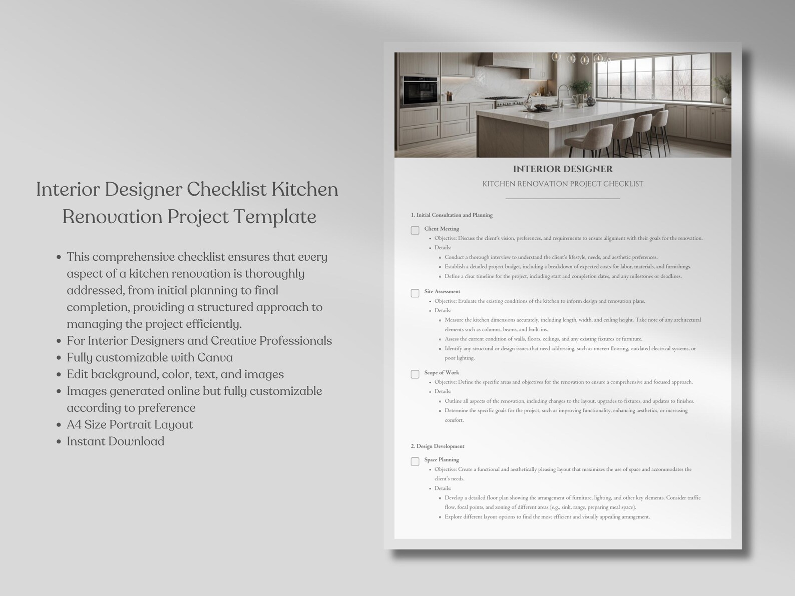Interior Designer Checklist Kitchen Renovation Project Template ...