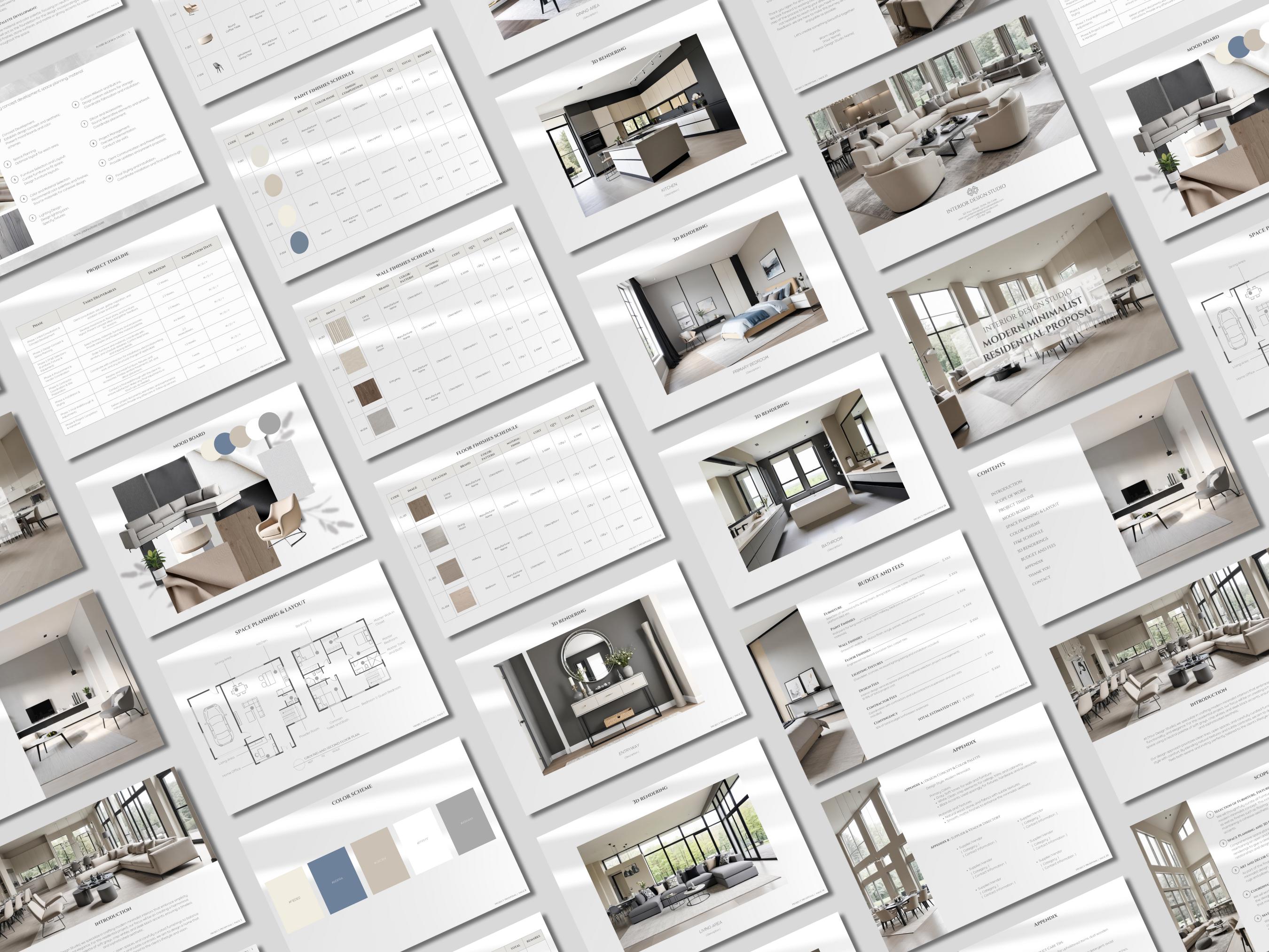Interior Design Project Proposal Template, Modern Minimalist Design ...