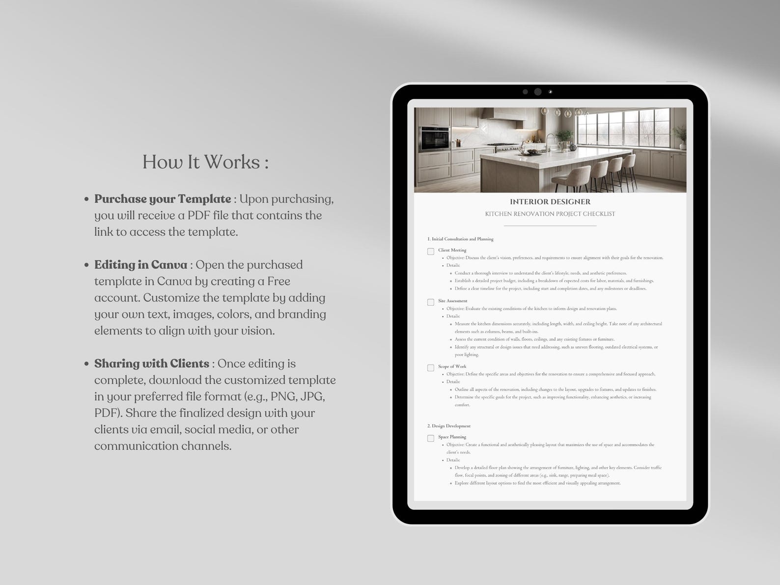 Interior Designer Checklist Kitchen Renovation Project Template ...