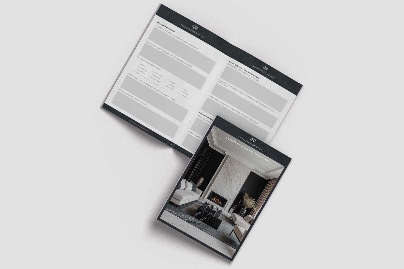 Modern Black Interior Design Client Consultation Guide Template Client ...