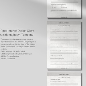 Interior Design Client Questionnaire, Client Questionnaire Template ...