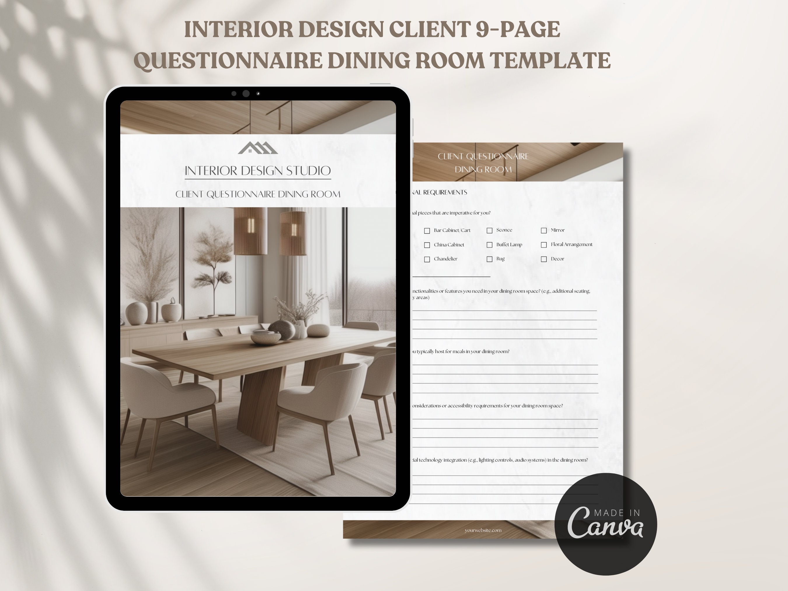 Interior Design Client Questionnaire Dining Room Template Client ...
