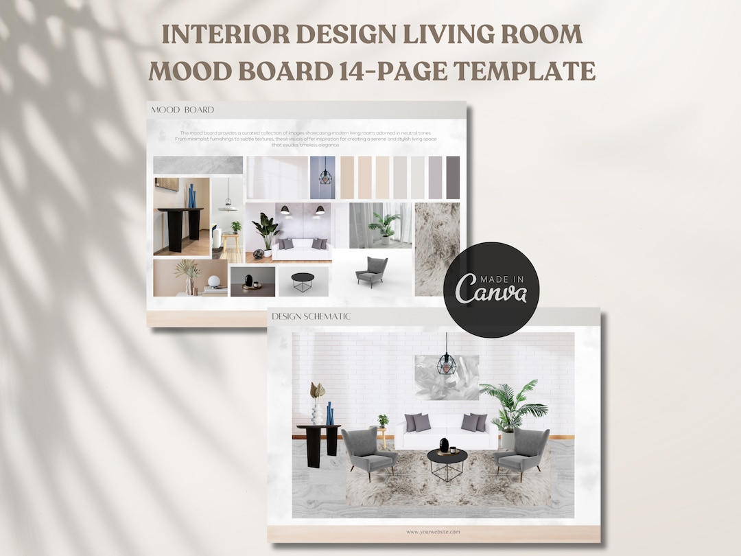 Interior Design Client Presentation Mood Board Template, Modern Living ...