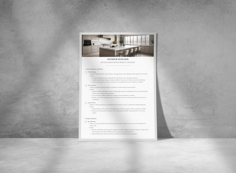 Interior Designer Checklist Kitchen Renovation Project Template ...