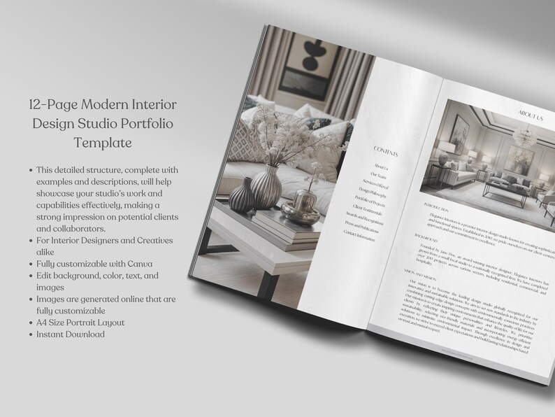 Modern Interior Design Studio Portfolio Template Onboarding Client ...