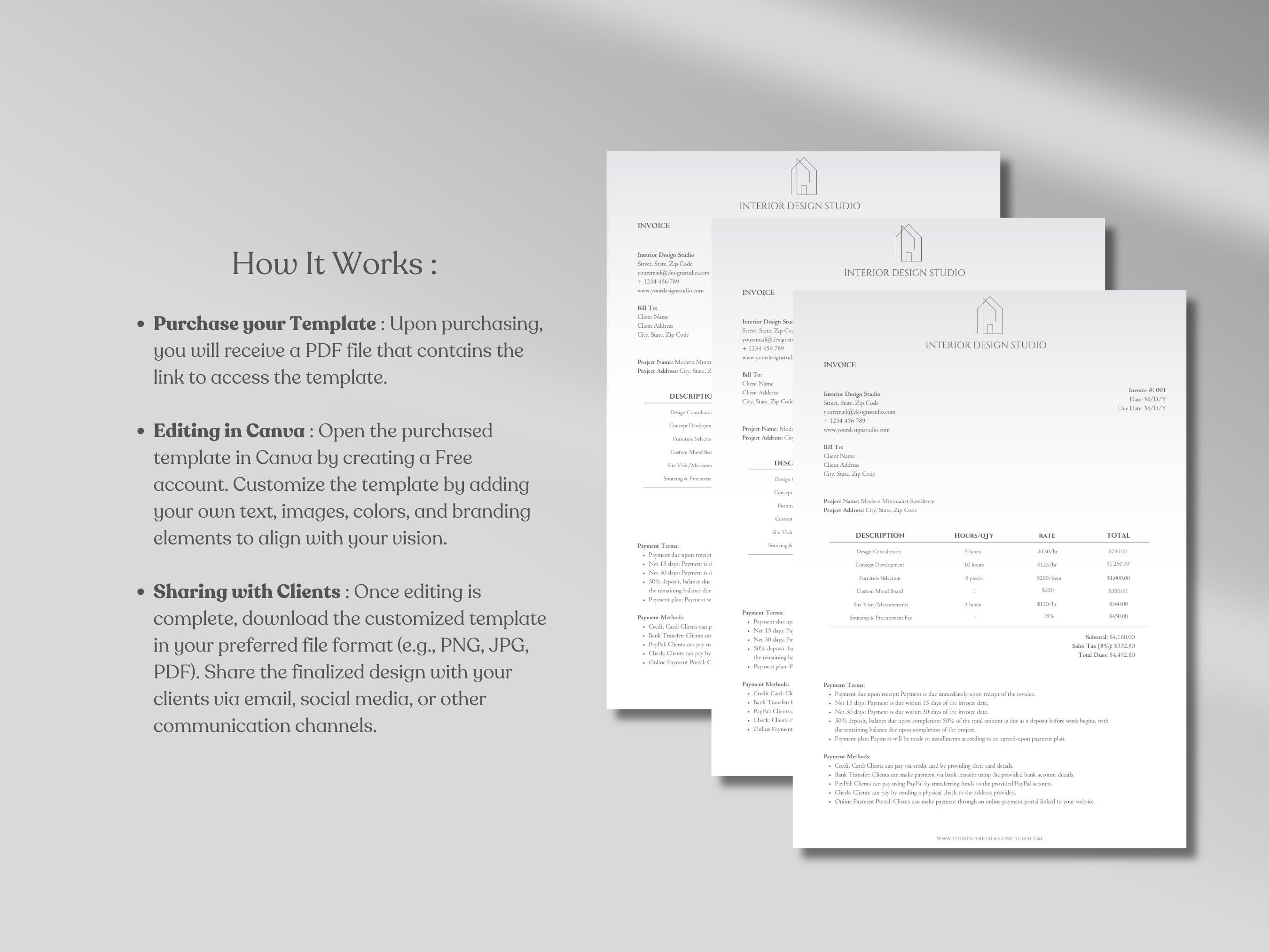 Interior Design Client Invoice Template, Design Project Management ...