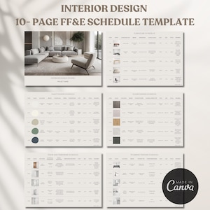 Interior Design FF&E Schedule Template, Furniture and Finishes Schedule, Design Presentation Template, Product Specification Design Project