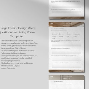 Interior Design Client Questionnaire Dining Room Template Client ...