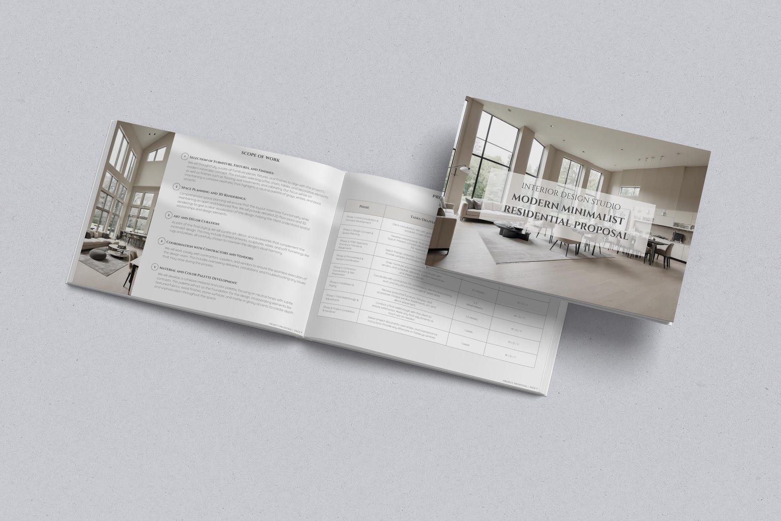 Interior Design Project Proposal Template, Modern Minimalist Design ...