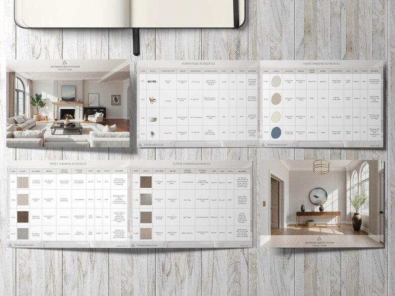 Contemporary Modern Interior Design FF&E Schedule Template, Furniture ...