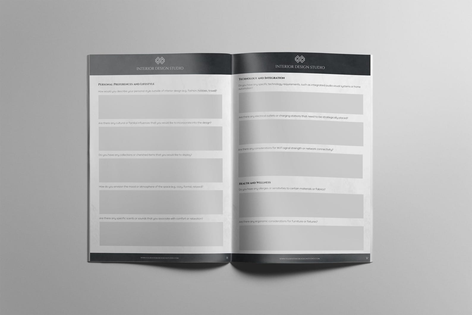 Modern Black Interior Design Client Consultation Guide Template Client ...