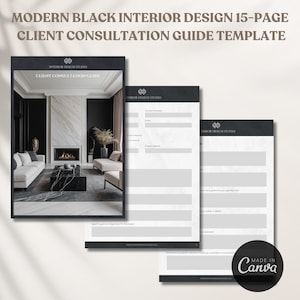 Modern Black Interior Design Client Consultation Guide Template Client Onboarding Interior Designer Client Questionnaire Project Management
