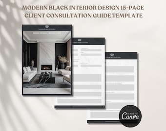 Modern Black Interior Design Client Consultation Guide Template Client Onboarding Interior Designer Client Questionnaire Project Management