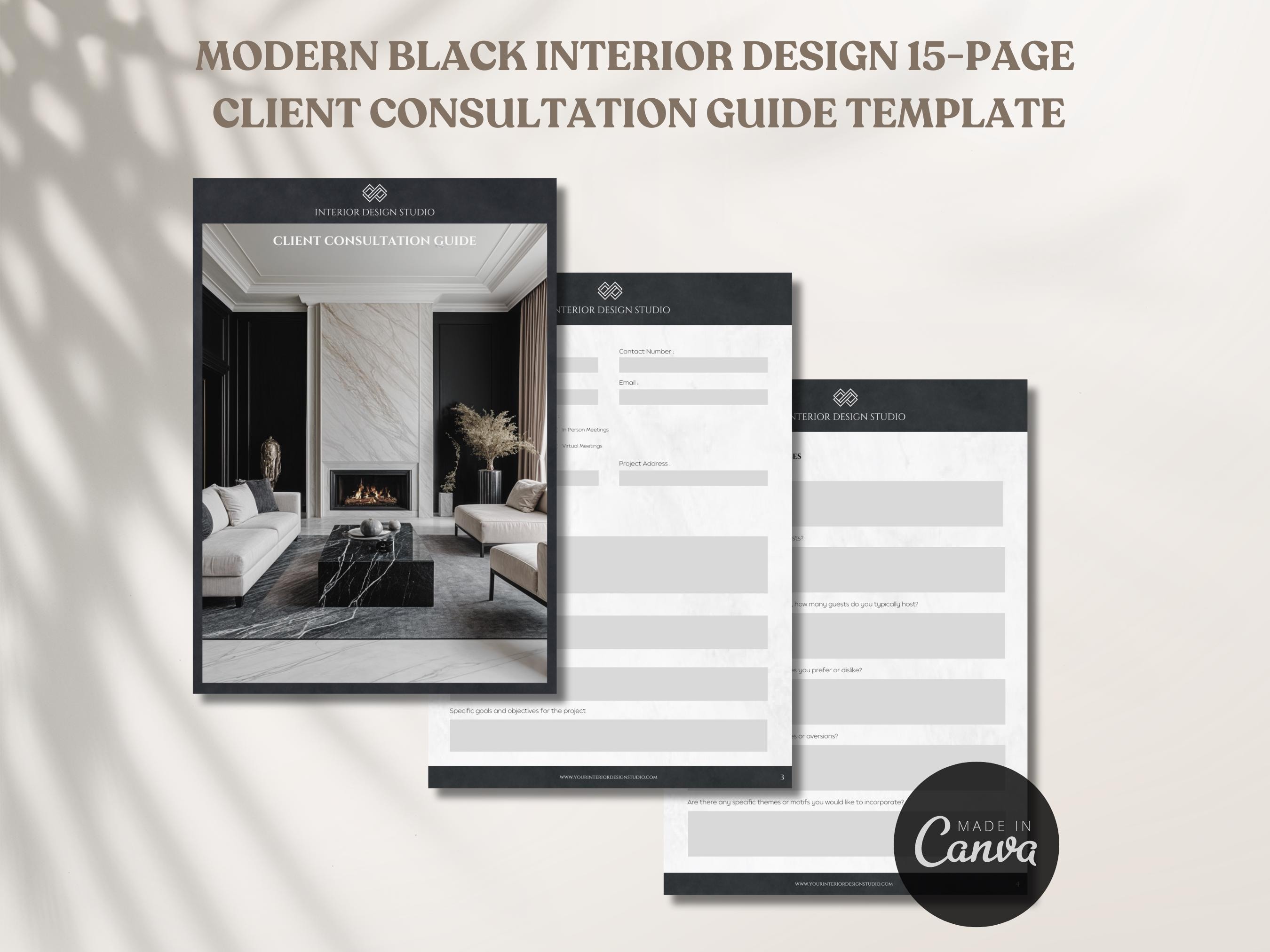Modern Black Interior Design Client Consultation Guide Template Client ...
