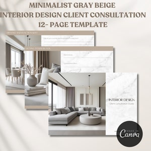 Minimalist Gray Beige Interior Design Client Consultation Guide Template Onboarding Client Questionnaire Design Project Management