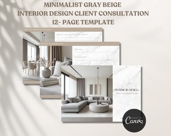 Minimalist Gray Beige Interior Design Client Consultation Guide Template Onboarding Client Questionnaire Design Project Management