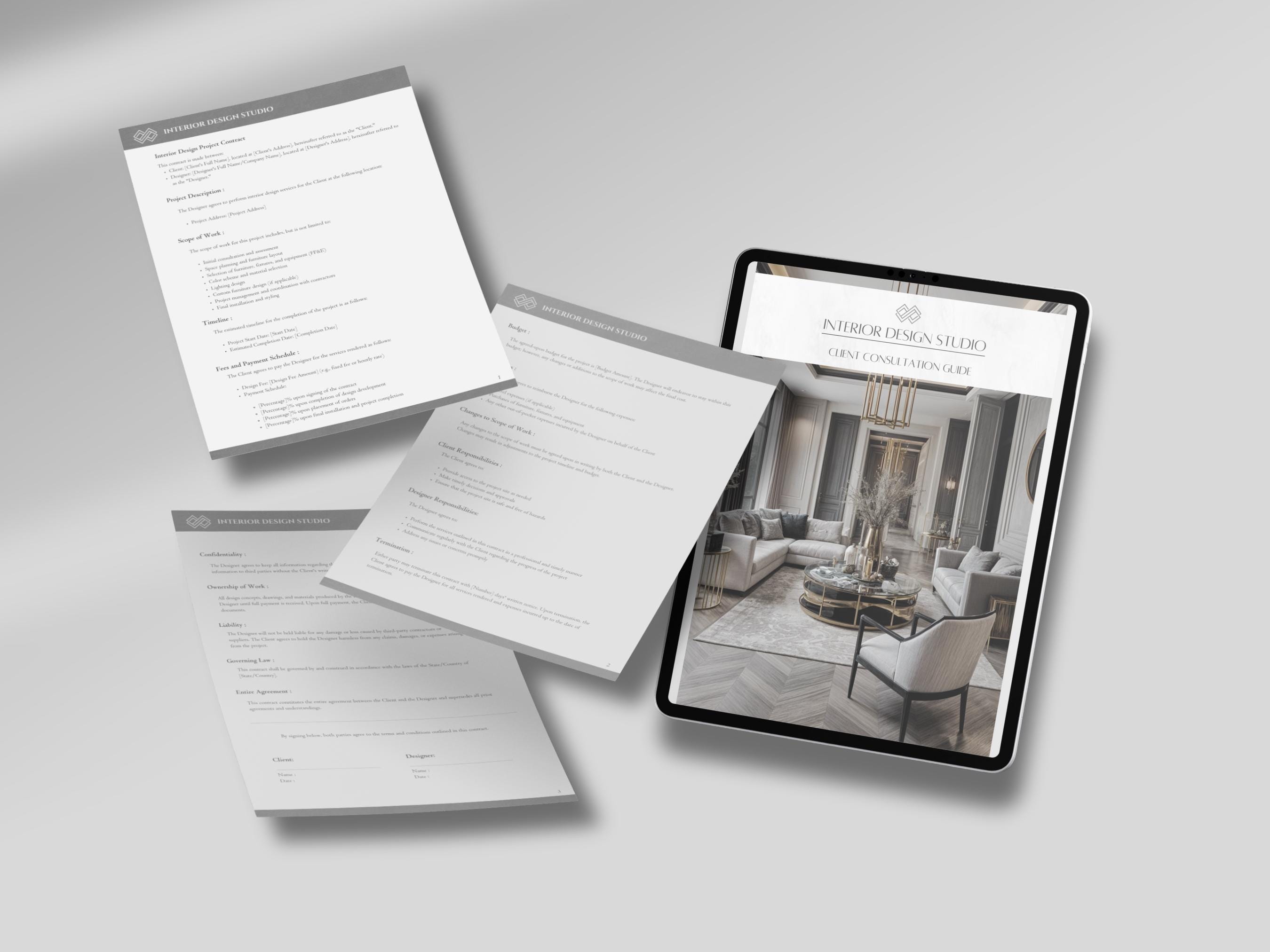 Modern Minimalist Interior Design Client Contract and Client Guide ...